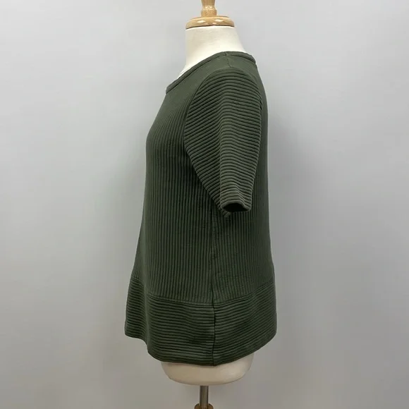 Boden Hattie Ribbed Knit Crewneck Short Sleeve Relaxed Shirt Green 12 - Picture 4 of 8